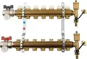 Коллекторная группа Tiemme 1"х3/4"х18 с концевыми ми 7 выходов (3870025)