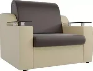 Кресло АртМебель Сенатор экокожа коричневый/бежевый (80)