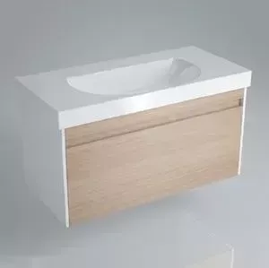 Тумба под раковину Kerama Marazzi Buongiorno 97,5x46x47,5 см, корпус белый, фасад дуб сонома (BG.100.1\OAK)