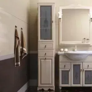 Пенал OPADIRIS Тибет 40 белый с матовым стеклом без бельевой корзины левый (Z0000005325)