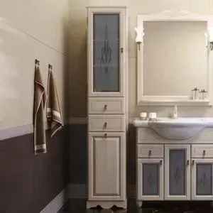 Пенал OPADIRIS Тибет 40 белый с матовым стеклом и корзиной левый (Z0000004955)