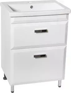 Тумба с раковиной Style line с Лотос Люкс 60 белая (2000949095929, S-UM-COM60/1-w)