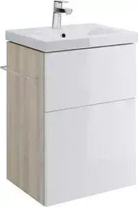 Тумба с раковиной CERSANIT с Smart 50 корпус ясень, фасад белый (B-SU-SMA-CO50/Wh, S-UM-COM50/1-w)