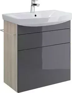 Тумба с раковиной CERSANIT с Smart 70 корпус ясень, фасад серый (B-SU-SMA-CA70/Gr, S-UM-CAR70/1-w)