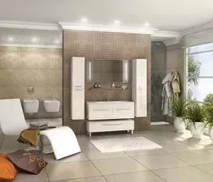 Мебель для ванной АКВАТОН Мадрид 120 М 2 ящика, белая