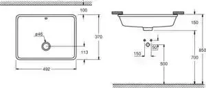 Раковина встраиваемая Grohe снизу Cube Ceramic 49 альпин-белый (3948000H)