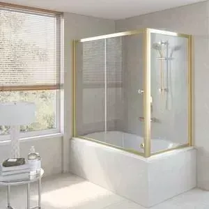 Душевая шторка на ванну Vegas Glass ZV+ZVF 170*85 09 01 профиль золото стекло прозрачное