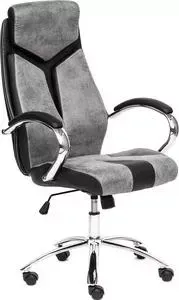 Кресло офисное TetChair GLOSS хром, кож/зам, серый/черный 45