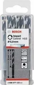 Сверло по металлу BOSCH 10шт Impact Control с шестигранным хвостовиком 5 мм (2.608.577.122)