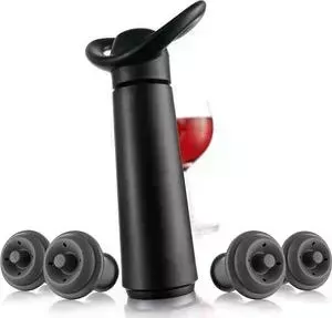 насос Vacu Vin Вакуумный и пробка c каплеуловителем черная 4 штуки (09874606)
