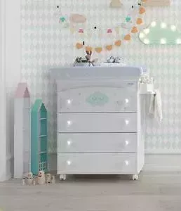 Комод Micuna пеленальный Lili B-970 white матрасик grey stars