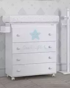 Комод Micuna пеленальный Istar B-947 white/sky blue матрасик stars grey