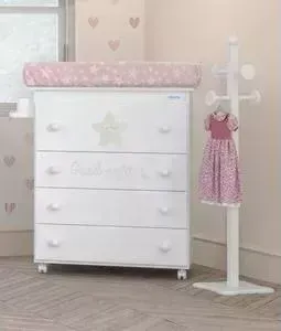 Комод Micuna пеленальный Istar B-947 white/sand матрасик beige dots