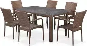 Комплект Afina garden плетеной мебели из искусственного ротанга T51A/Y376-W773-150x85 6Pcs brown