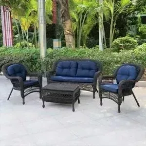 Плетеный комплект для отдыха из искусственного ротанга Afina garden LV520BB brown/blue