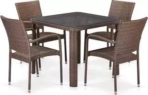 Комплект Afina garden плетеной мебели из искусственного ротанга T341B/Y376-W773-90x90 4Pcs brown