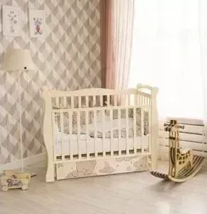 Кровать AmaroBaby детская Sweet Bear, автостенка, маятник поперечного качания (слоновая кость)