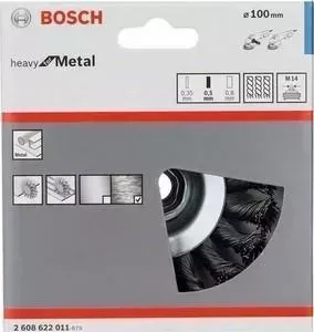 Корщетка BOSCH М14, 0,5х100 мм пучки, сталь конус (2.608.622.011)