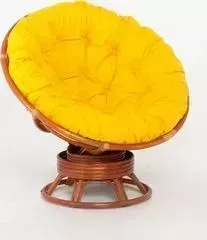 Кресло-качалка Vinotti Papasan 23/01В коньяк желтая подушка