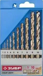 Набор сверл по металлу ЗУБР 10шт d 1-10 мм Эксперт (29626-H10)