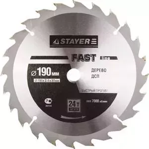 Диск пильный STAYER Fast-Line 190х30 мм 24Т (3680-190-30-24)