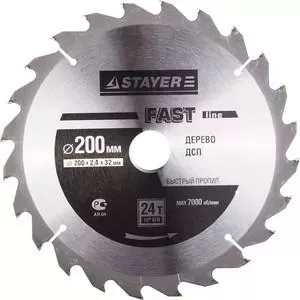 Диск пильный STAYER Fast-Line 200х32 мм 24Т (3680-200-32-24)