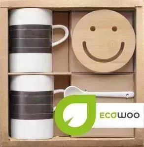 Набор 2 кружки +2 подставки+2 ложки Ecowoo (2012234U)