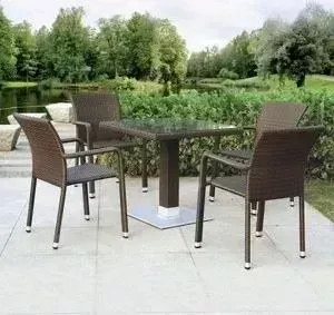 Обеденная группа Afina garden из искусственного ротанга на 4 персоны T606SWT/A2001B-W53 brown 4Pcs