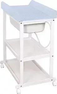 Пеленальный столик Ceba Baby Laura white матрасик Caro blue W-650-079-160