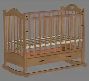 Кроватка детская Ведрусс Лана 2 ящик колесо/качалка накладка сердечко Орех VD2221224