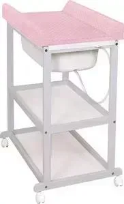 Пеленальный столик Ceba Baby Laura white матрасик Caro pink W-650-079-137