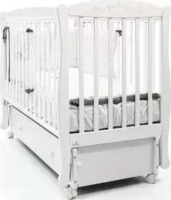 Кроватка детская Fiorellino Crown маятник продольный на колесах 120х60 white