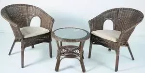Комплект Vinotti 02/08, 2 кресла+стол темный коньяк