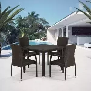 Обеденная группа Afina garden плетеная на 4 персоны T257A/Y379A-W53 brown 4Pcs