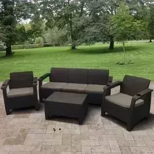 Комплект мебели Afina garden с диваном Yalta 3set AFM-1030A brown/cappuccino (имитация ротанга) 5Pcs