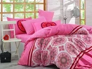 Комплект постельного белья Hobby home collection Семейный, сатин Silvana розовое