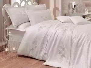 Комплект постельного белья Hobby home collection Евро, сатин с покрывалом Arienda кремовый