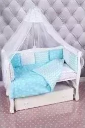 Комплект постельного белья AmaroBaby 18 предметов (6+12 подушек-бортиков) Royal Baby ( бязь, бирюзовый)