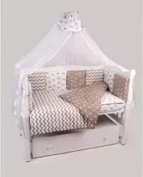 Комплект постельного белья AmaroBaby 18 предметов (6+12 подушек-бортиков) Royal Baby ( бязь,коричневый)