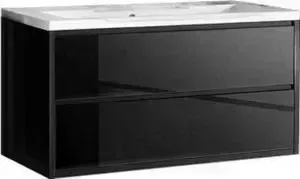 Тумба с раковиной АКВАТОН с Римини 100 чёрный глянец (1A134501RN950 + 1A70473KPR010)