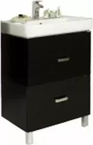 Тумба с раковиной АКВАТОН с Америна 60 Н 2 ящика, черная (1A169201AM950 + 1WH302082)