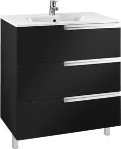 Тумба с раковиной ROCA с Victoria Nord Black Edition 80 черный глянец (ZRU9302833 + 32799C000)