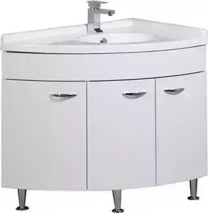 Тумба с раковиной AQUANET с Корнер R 88x53,5 белая (158825, 158989)