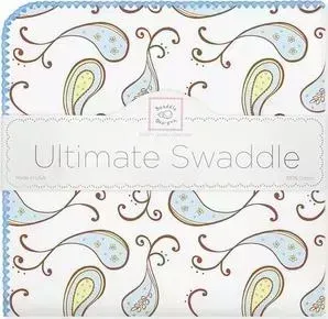 Фланелевая пеленка SwaddleDesigns для новорожденного Pstl Blue Paisley (SD-120PB)