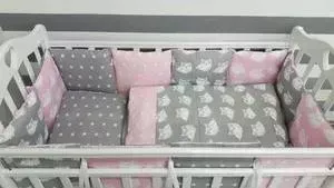 Комплект в кроватку By Twinz в с бортиками-подушками 6 пр. Совята розовые