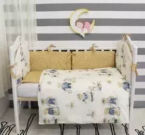 Комплект в кроватку By Twinz в 6 пр. Мишки-морячки коричневые бортики КЛАССИКА