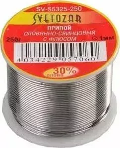 Припой СВЕТОЗАР оловянно-свинцовый 30&#037; Sn/70&#037; Pb 250гр (SV-55325-250)