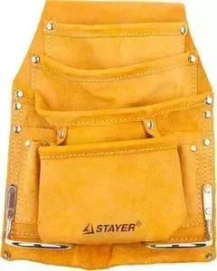 Сумка STAYER поясная для инструментов кожаная 8 карманов 2 скобы Master (38505)