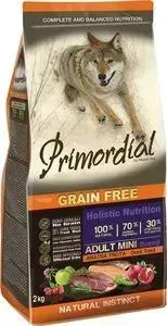 Сухой корм Primordial Grain Free Holistic Dog Adult Mini Breed with Duck Trout беззерновой с уткой и форелью для собак мелких пород 2кг (MSP5102): хар