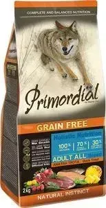 Сухой корм Primordial Grain Free Holistic Dog Adult All Breed with Duck Trout беззерновой с уткой и форелью для собак всех пород 12кг (MSP5412): харак